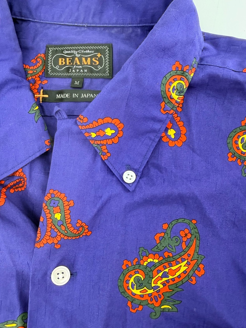 Beams Plus Japan 100% Cotton Paisley Button Down Shirt Large